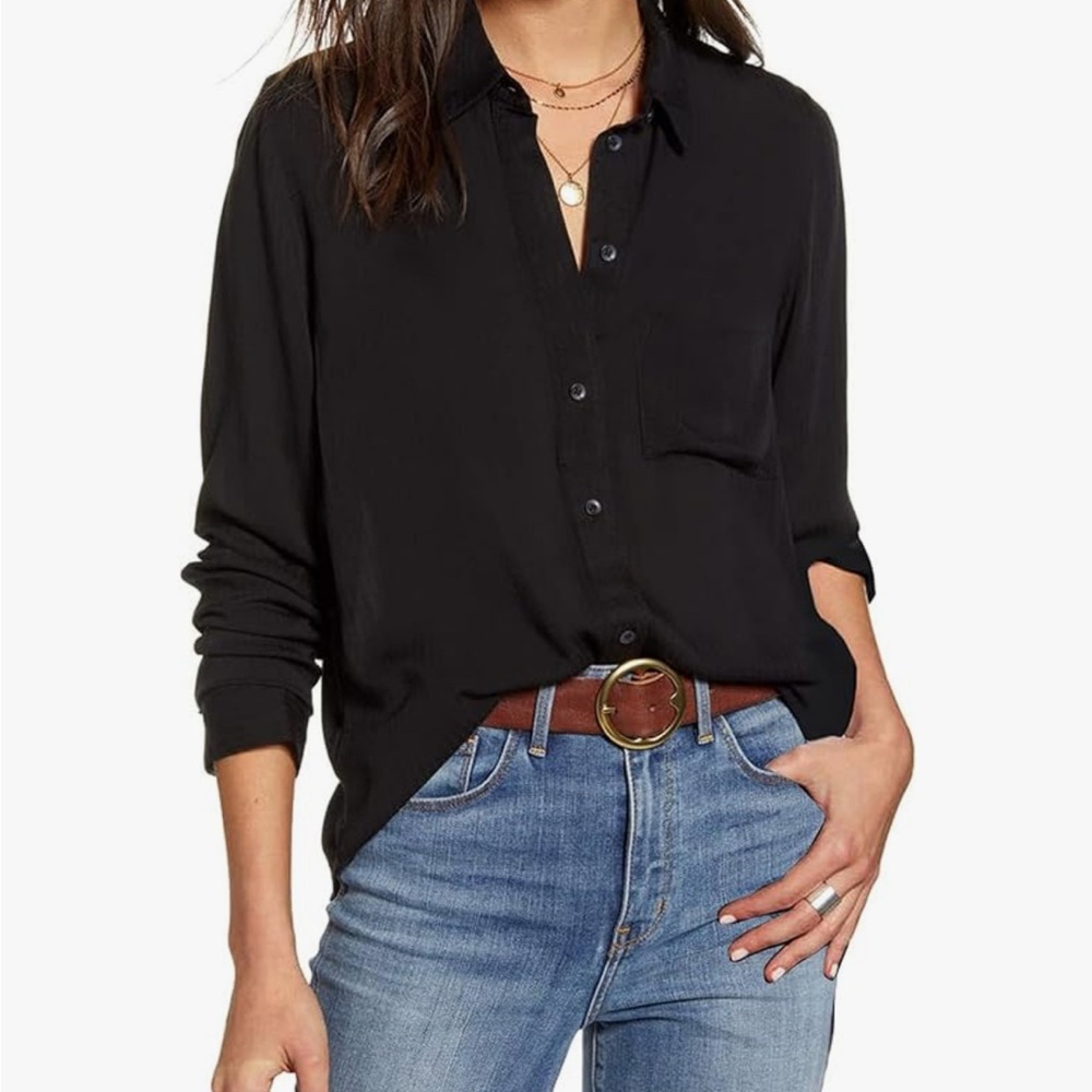 BNWT Women's Black Blouse Button-Up Shirt S